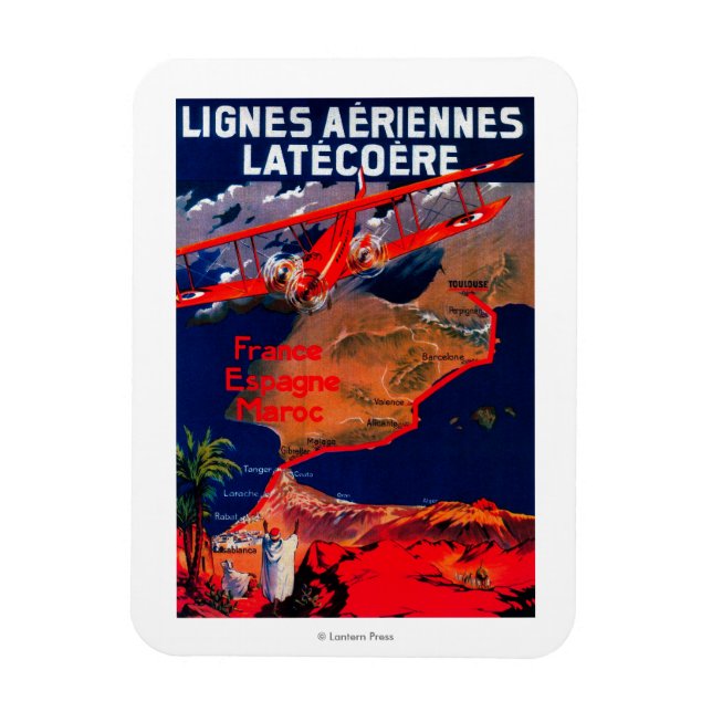 Imán Afiche de la cosecha de Lignes Aeriennes Latecoere (Vertical)