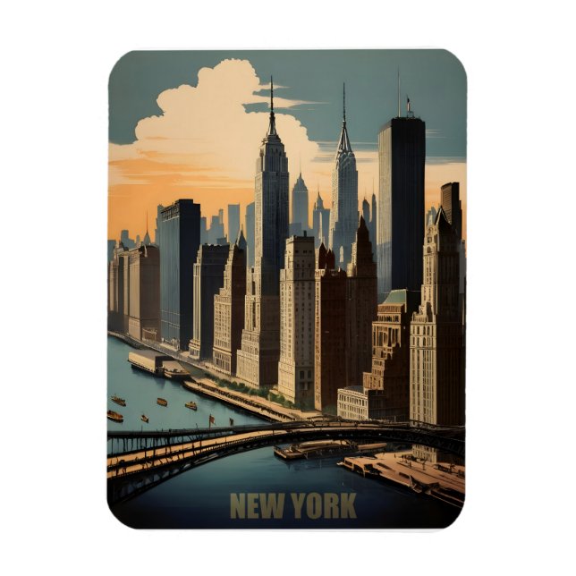 Imán Afiche de la época de Nueva York (Vertical)