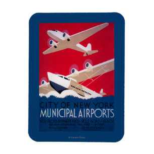 Imán Afiche de la época del aeropuerto municipal de Nue