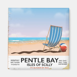 Imán Afiche de las Islas Pentle Bay de Scilly
