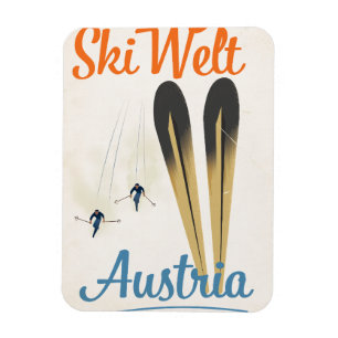 Imán Afiche de los viajes de esquí de Skiwelt Austria