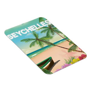 Imán Afiche de viaje a la playa de las Seychelles