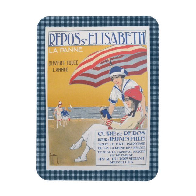 Imán Afiche de Viaje a la Playa Francesa (Vertical)