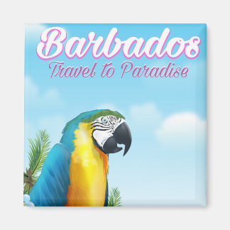 Imán Afiche de viaje de Barbados Parrot