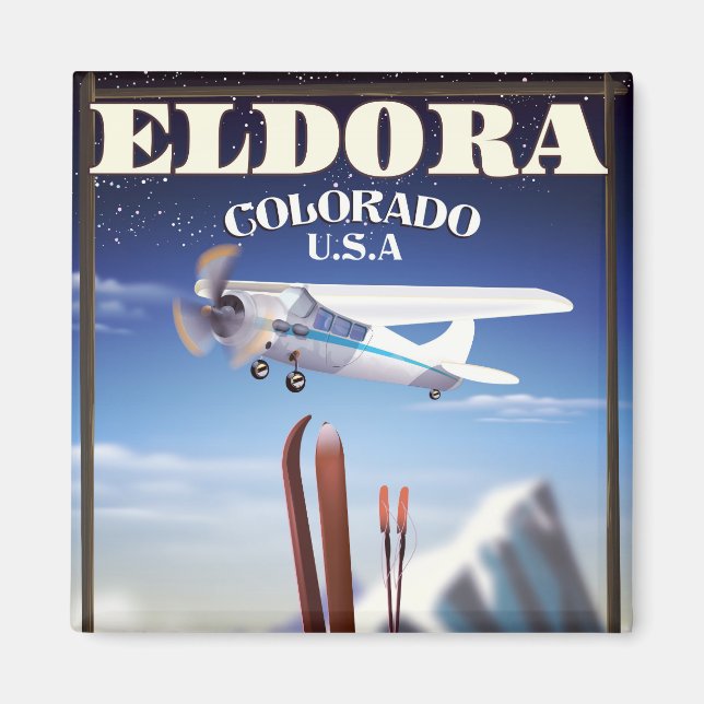 Imán Afiche de viaje de Eldora Colorado. (Frente)