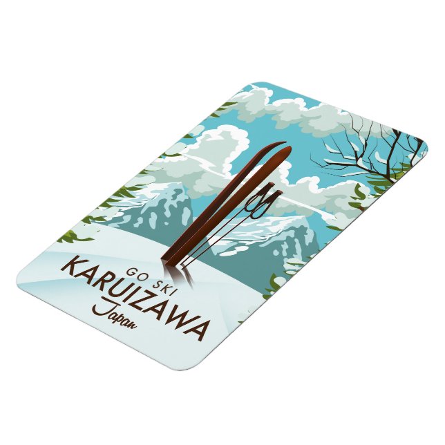 Imán Afiche de viaje de esquí de Karuizawa Japón (Lado Izquierdo)