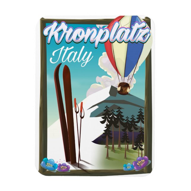 Imán Afiche de viaje de esquí de Kronplatz Italia (Vertical)