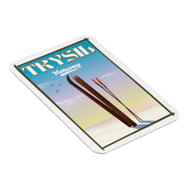 Imán Afiche de viaje de esquí de Trysil Noruega (Lado Derecho)