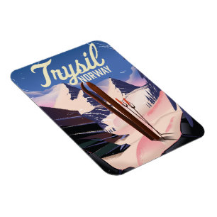 Imán Afiche de viaje de esquí de Trysil Noruega