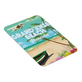 Imán Afiche de viaje de Granada Grand Anse Beach