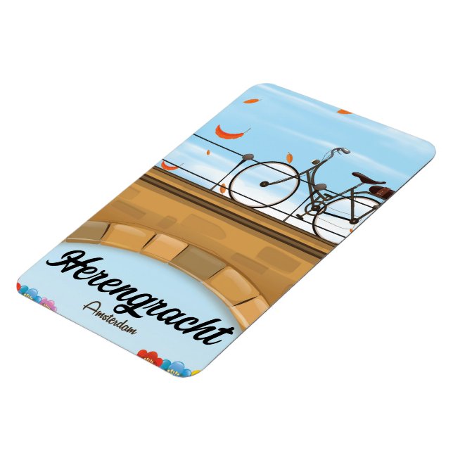 Imán Afiche de viaje de Herengracht Canal Amsterdam (Lado Izquierdo)