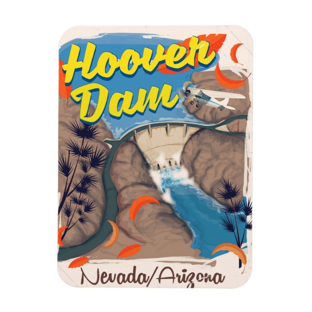 Imán Afiche de viaje de Hoover Dam Nevada/Arizona (Vertical)