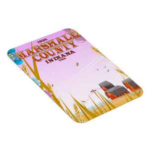 Imán Afiche de viaje de Indiana del condado de Marshall