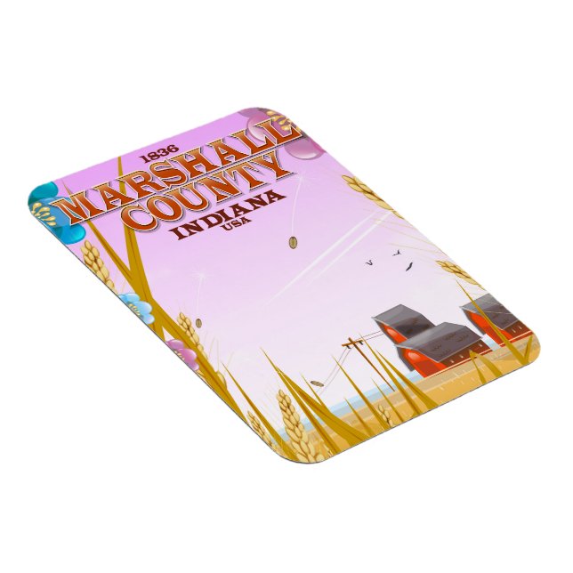 Imán Afiche de viaje de Indiana del condado de Marshall (Lado Derecho)