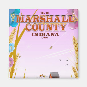 Imán Afiche de viaje de Indiana del condado de Marshall