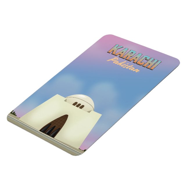 Imán Afiche de viaje de Karachi en Pakistán (Lado Izquierdo)