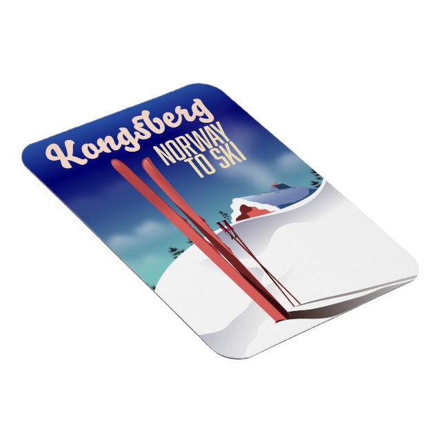 Imán Afiche de viaje de Kongsberg para esquiar por la c (Lado Derecho)