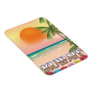 Imán afiche de viaje de kuwait beach