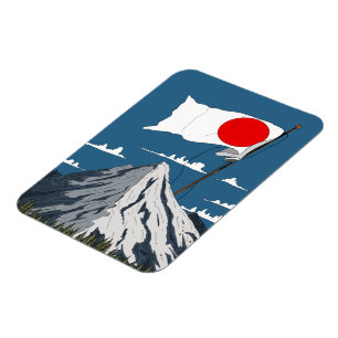 Imán Afiche de viaje de la bandera japonesa