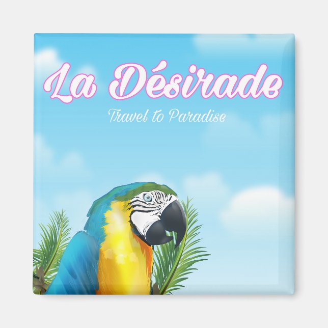 Imán Afiche de viaje de La Désirade Parrot (Frente)
