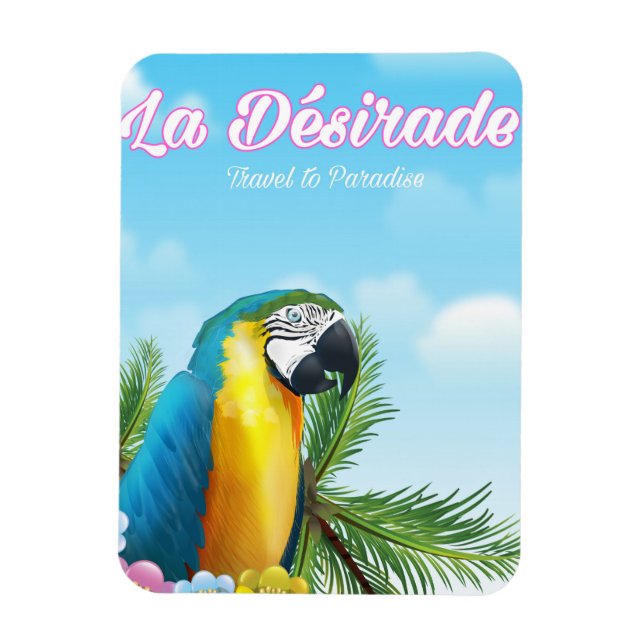 Imán Afiche de viaje de La Désirade Parrot (Vertical)
