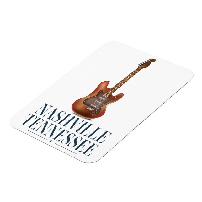 Imán Afiche de viaje de la guitarra de Nashville Tennes (Lado Izquierdo)