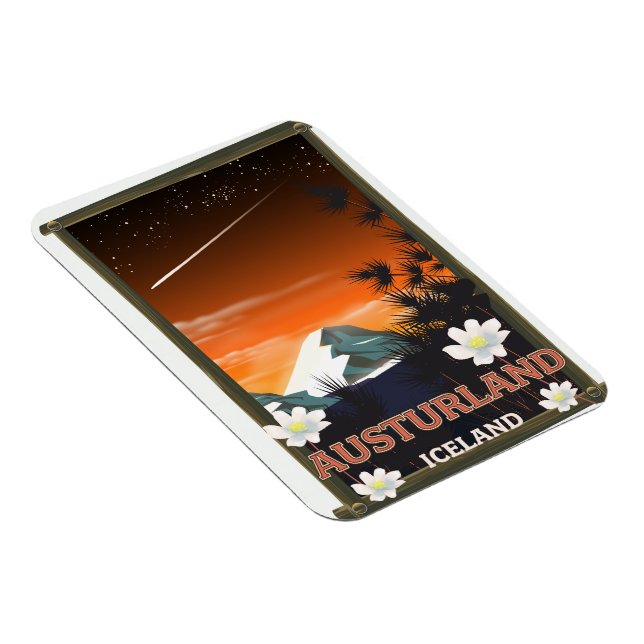 Imán Afiche de viaje de la isla de Austurland (Lado Derecho)