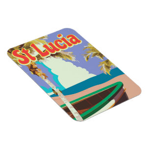 Imán Afiche de viaje de la playa vintage de Santa Lucía