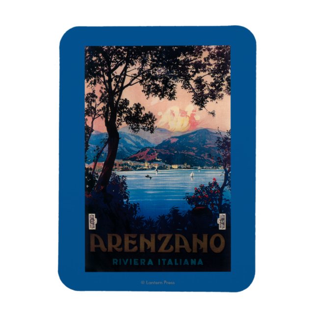 Imán Afiche de viaje de la Riviera italiana (Vertical)