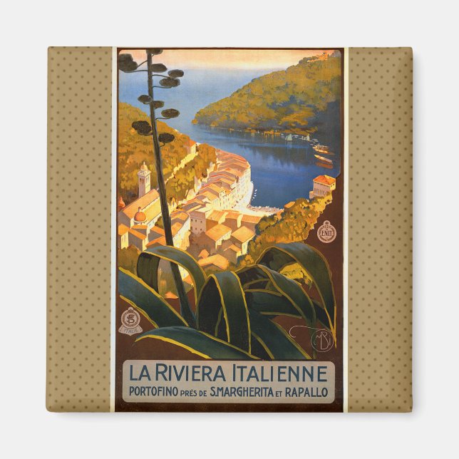 Imán Afiche de viaje de la Riviera Italiana Europa Ital (Frente)