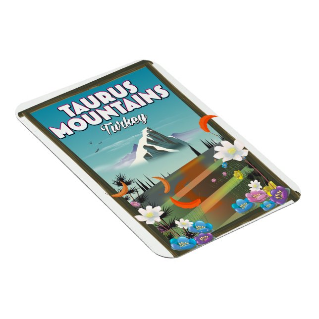 Imán Afiche de viaje de las montañas Taurus en Turquía. (Lado Derecho)