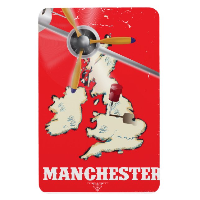 Imán Afiche de Viaje de Manchester (Vertical)