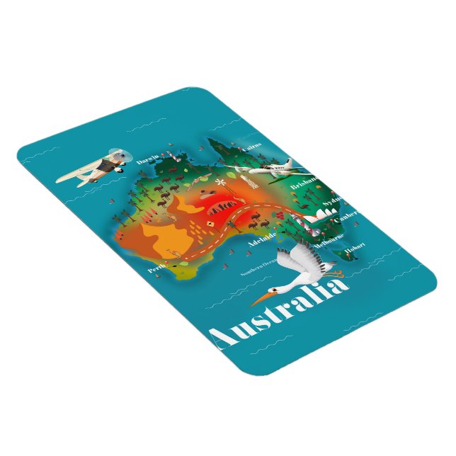 Imán Afiche de viaje de mapas de Australia (Lado Derecho)