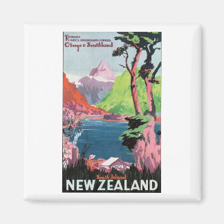 Imán Afiche de viaje de Nueva Zelanda en Isla del Sur