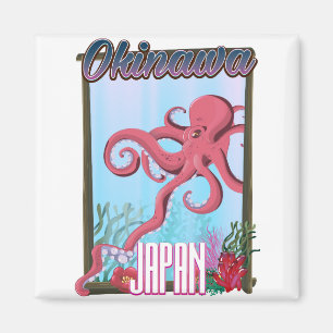 Imán Afiche de viaje de Okinawa Japón Squid
