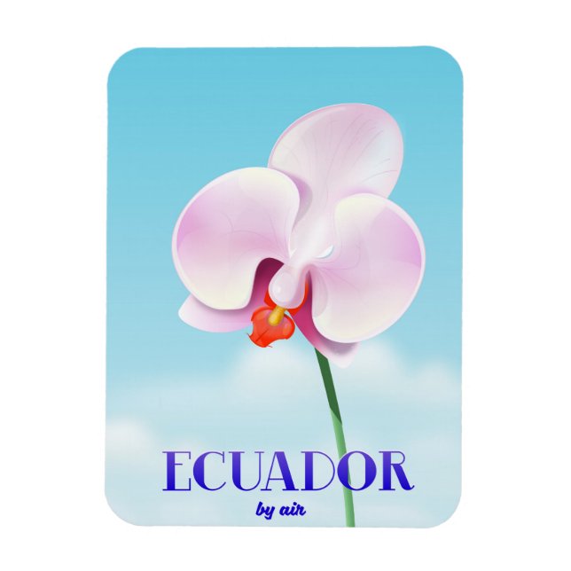 Imán Afiche de viaje de orquídeas de Ecuador (Vertical)