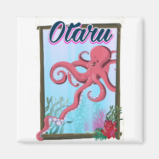 Imán Afiche de viaje de Otaru Japan Squid