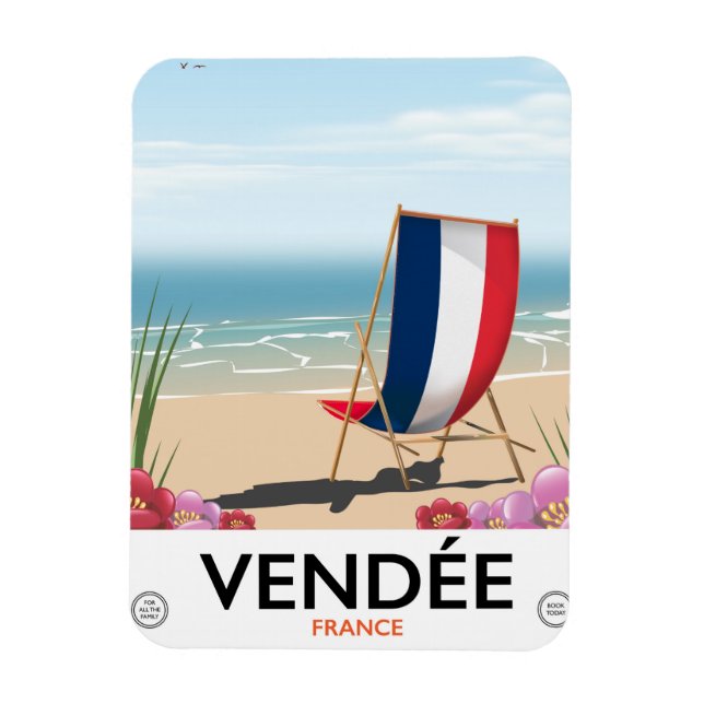 Imán Afiche de viaje de playa de Francia (Vertical)