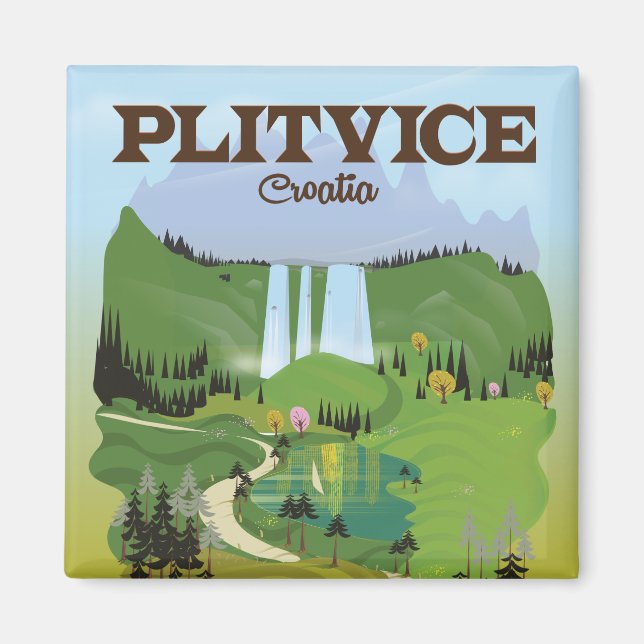 Imán Afiche de viaje de Plitvice Croatia (Frente)