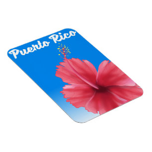 Imán Afiche de viaje de Puerto Rico Flor de Maga