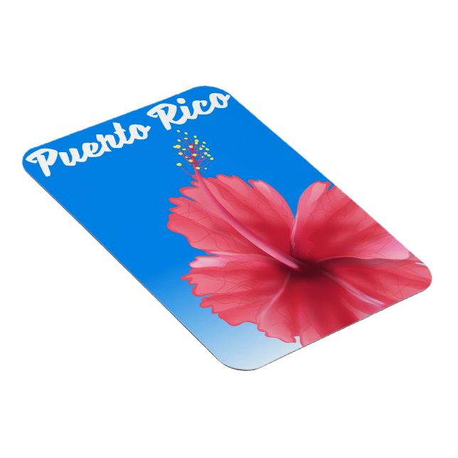 Imán Afiche de viaje de Puerto Rico Flor de Maga (Lado Derecho)