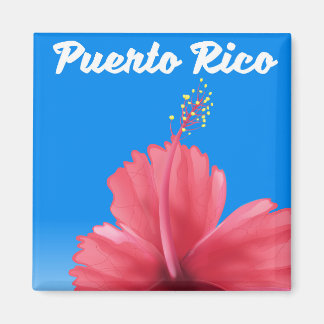 Imán Afiche de viaje de Puerto Rico Flor de Maga