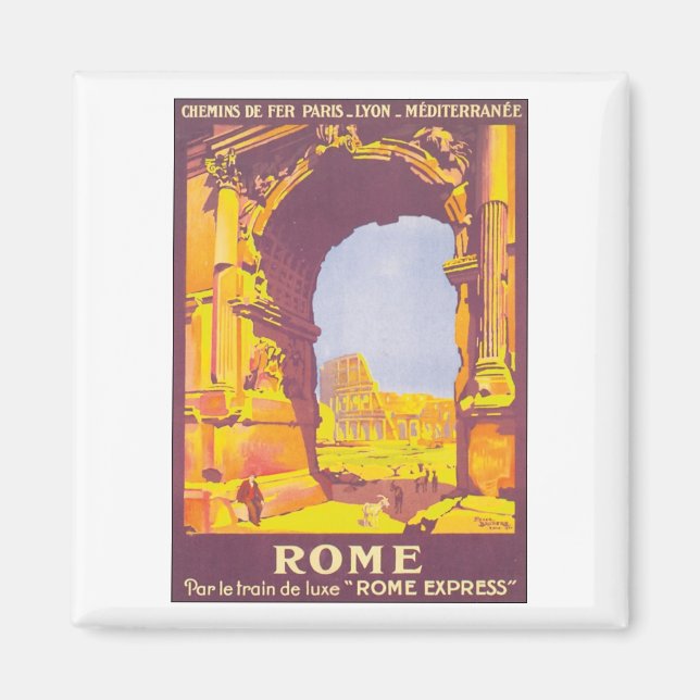 Imán Afiche de Viaje de Roma (Frente)