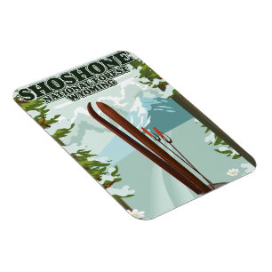 Imán Afiche de viaje de Shoshone National Forest Ski