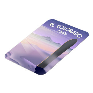 Imán Afiche de viaje de Snowboard en El Colorado de Chi