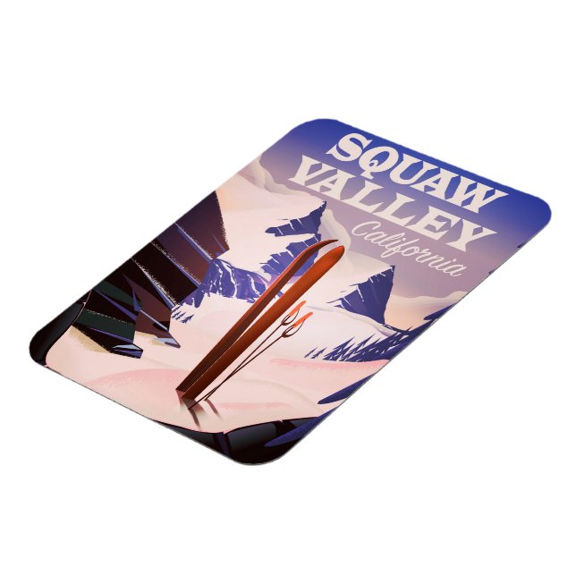 Imán Afiche de viaje de Sqaw Valley en California. (Lado Izquierdo)