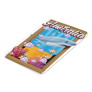 Imán Afiche de viaje de tiburones submarinos de Austral