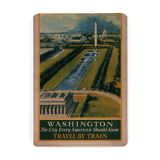 Imán Afiche de viaje de Washington DC (Vertical)