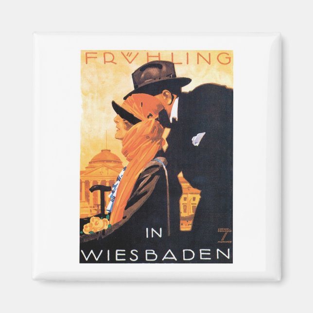 Imán Afiche de viaje de Wiesbaden (Frente)