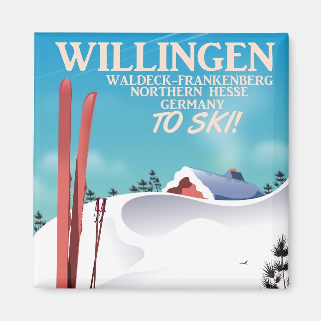 Imán Afiche de viaje de Willingen Ski. (Frente)